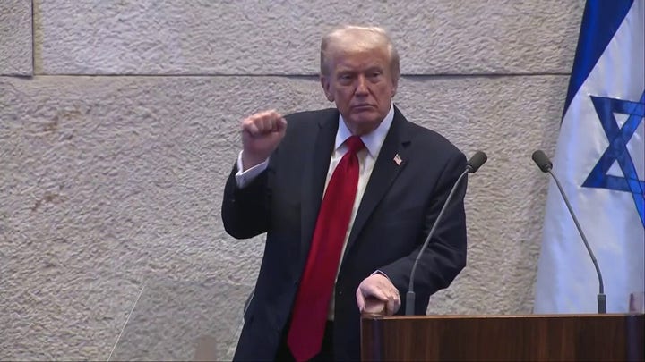 Trump delivers remarks to Israeli Knesset amid historic Hamas peace deal